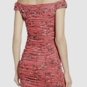 NWT Leith Off-Shoulder Ruched Floral Long Coral Dress